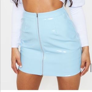 Baby Blue Vinyl Mini Skirt